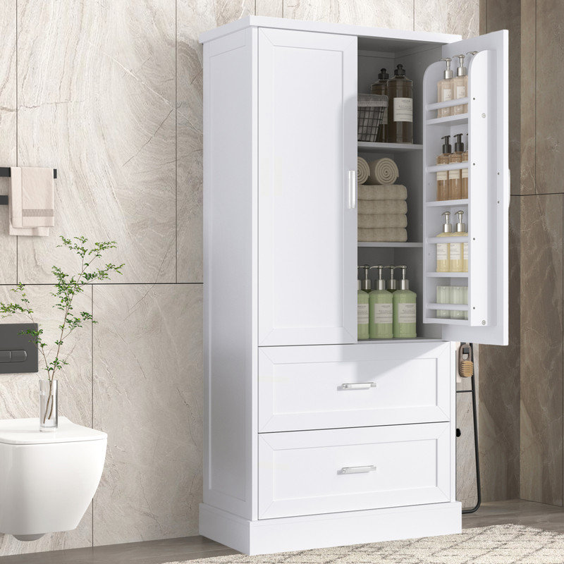 Latitude Run?? Vishu Freestanding Bathroom Cabinet Storage Cabinet with Doors and Drawers ...